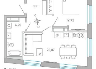 Продаю 1-ком. квартиру, 47.9 м2, Санкт-Петербург, метро Лесная, набережная Чёрной речки, 1