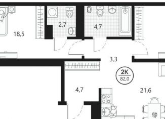 Продается 2-ком. квартира, 82 м2, Тюмень, улица Разведчика Кузнецова, 16