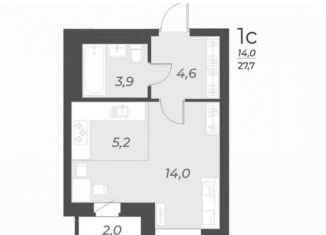 Продаю квартиру студию, 27.9 м2, Новосибирск, улица имени генерал-майора А.Н. Рожкина, 14