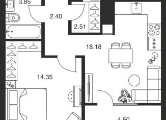 Продается 1-комнатная квартира, 45.8 м2, Тульская область