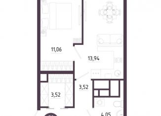 Продажа 1-комнатной квартиры, 39.5 м2, Тульская область