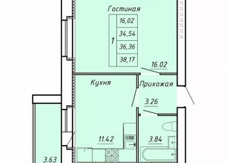 1-ком. квартира на продажу, 36.4 м2, Тамбов, ЖК Вернадский, Научная улица, 6