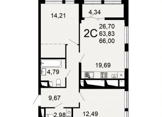 Продается 2-ком. квартира, 66 м2, Рязань, Льговская улица, 8, Октябрьский район