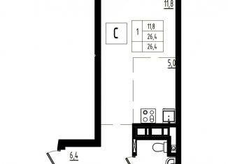 Продам квартиру студию, 26.4 м2, Ярославль