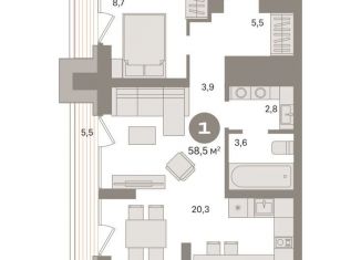 Продажа 1-комнатной квартиры, 58.5 м2, Москва, метро Нижегородская