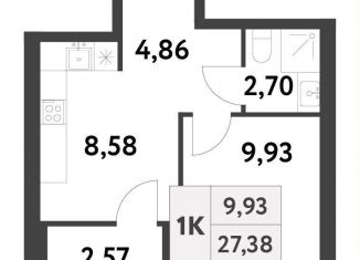 Однокомнатная квартира на продажу, 27.4 м2, Москва, 6-я улица Лесные Поляны