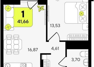 Продаю 1-ком. квартиру, 41.7 м2, Тюмень, Центральный округ