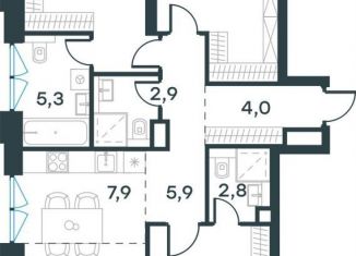 Продаю трехкомнатную квартиру, 91.6 м2, Москва, СЗАО, жилой комплекс Левел Причальный, 10к2