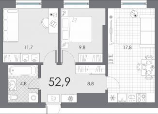 Продается 2-комнатная квартира, 52.9 м2, Тюмень