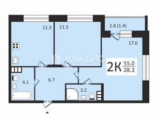 2-комнатная квартира на продажу, 55 м2, поселение Сосенское, ЖК Прокшино, жилой комплекс Прокшино, 5.2.4