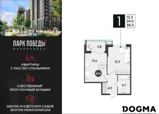 Продажа 1-комнатной квартиры, 38.3 м2, Краснодар