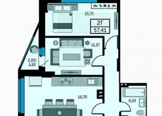 Продажа 2-комнатной квартиры, 58 м2, Ростовская область, Красноармейская улица, 157В/83с2