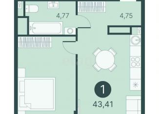 Продается 1-комнатная квартира, 43.4 м2, Тюмень, Центральный округ