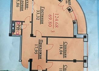 Продается трехкомнатная квартира, 124 м2, Дагестан, улица Ленина, 61