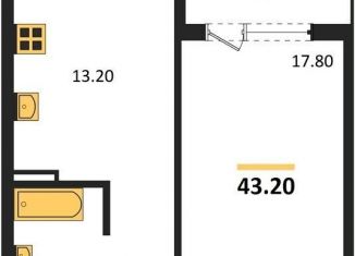 Продается однокомнатная квартира, 43.2 м2, Новосибирск