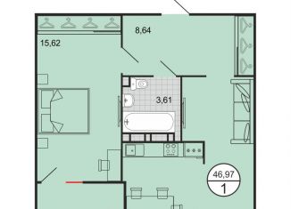 Продаю 1-ком. квартиру, 47 м2, Краснодарский край