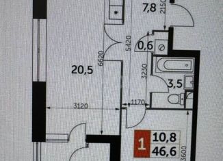 Продам 1-комнатную квартиру, 46.6 м2, Москва, метро Тушинская, Строительный проезд, 9с9