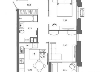 Продается 2-комнатная квартира, 56.8 м2, Волгоград, Дзержинский район