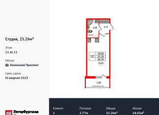 Продам квартиру студию, 25.3 м2, Санкт-Петербург, муниципальный округ Новоизмайловское, 1-й Предпортовый проезд, 1