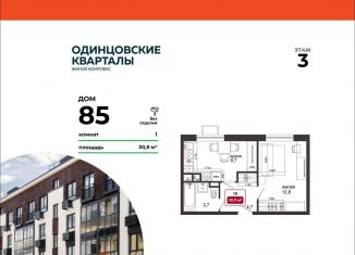 Продается 1-комнатная квартира, 30.9 м2, деревня Солманово, ЖК Одинцовские Кварталы