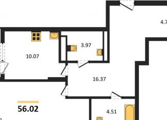 Однокомнатная квартира на продажу, 56 м2, Новосибирск