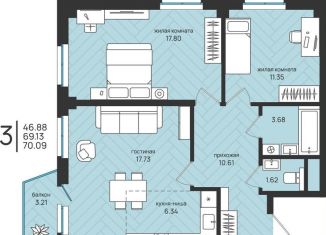 Продажа 3-комнатной квартиры, 70.1 м2, Архангельск