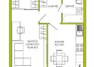 Продается 1-комнатная квартира, 35.8 м2, Пенза, Октябрьский район, улица Яшиной, 12