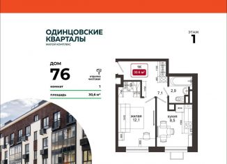 Продаю 1-ком. квартиру, 30.6 м2, деревня Солманово, ЖК Одинцовские Кварталы