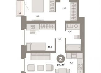 Продам 2-комнатную квартиру, 59.1 м2, Москва, ВАО, Тагильская улица, 6/5