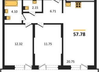 Продажа двухкомнатной квартиры, 57.8 м2, Новосибирск, ЖК Чкалов