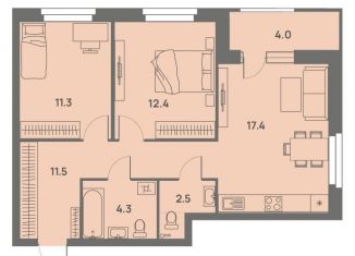 Продаю 3-комнатную квартиру, 61.4 м2, Пермский край