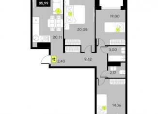 Трехкомнатная квартира на продажу, 86 м2, Тюменская область