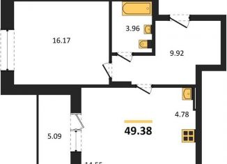 Продается 1-комнатная квартира, 49.4 м2, Новосибирск