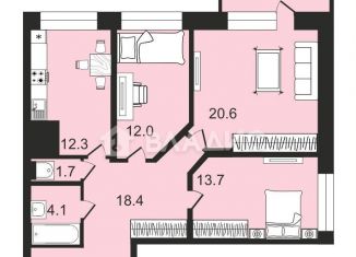 3-комнатная квартира на продажу, 82.8 м2, Московская область, Октябрьская улица, 18А