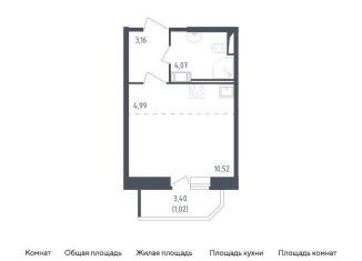 Продам квартиру студию, 23.8 м2, Санкт-Петербург, муниципальный округ Рыбацкое, жилой комплекс Живи в Рыбацком, 5