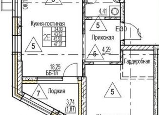 1-комнатная квартира на продажу, 45.5 м2, Воронеж, набережная Чуева, 7