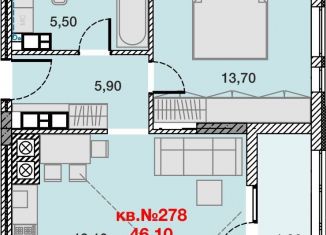 Продаю 1-комнатную квартиру, 46.1 м2, Калининград, Ленинградский район