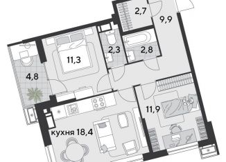 2-комнатная квартира на продажу, 64 м2, Краснодар