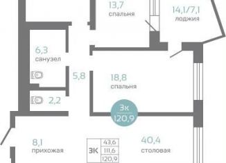 Продажа трехкомнатной квартиры, 120.9 м2, Красноярский край