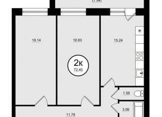 Продажа 1-ком. квартиры, 72.4 м2, Самара, метро Российская