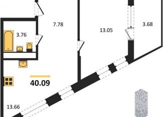 Продаю 1-ком. квартиру, 40.1 м2, Воронеж, набережная Чуева, 7, Железнодорожный район