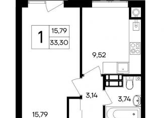 Продается 1-комнатная квартира, 33.3 м2, посёлок городского типа Гвардейское, Вокзальная улица, 4А