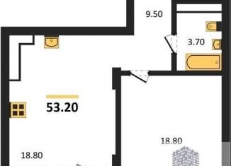 Продаю однокомнатную квартиру, 53.2 м2, Воронеж, Железнодорожный район