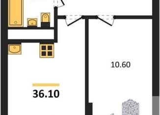 Продается однокомнатная квартира, 36.1 м2, Воронеж, Железнодорожный район, улица Рокоссовского, 47