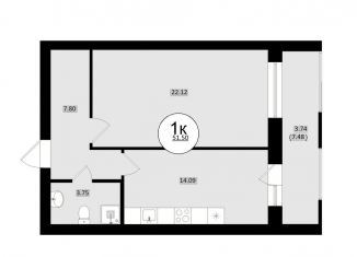 Продается 1-комнатная квартира, 51.5 м2, Самара, метро Российская