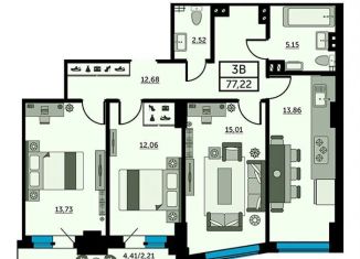 Продажа трехкомнатной квартиры, 76.9 м2, Ростов-на-Дону, Красноармейская улица, 157В/83с2, Кировский район