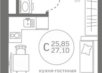 Продам квартиру студию, 25.9 м2, деревня Патрушева, улица Петра Ершова, 8