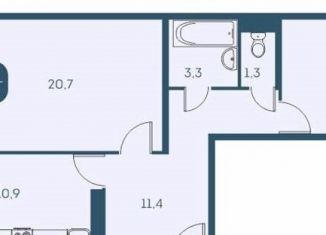 Продается двухкомнатная квартира, 60.1 м2, Новосибирск, Междуреченская улица, 7/1