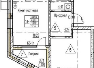 Продам 1-ком. квартиру, 45.5 м2, Воронеж, Железнодорожный район, набережная Чуева, 7