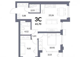 Продается 2-комнатная квартира, 58.2 м2, Новосибирск, метро Речной вокзал, Горская улица, 2/1